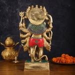 Brass Panch Mukhi Hanuman Statue 17.5" | Intricate Stonework | 12 kg Superfine Standing Idol | 8.5" Width, 4.5" Depth | Divine Presence for Spiritual Ambiance